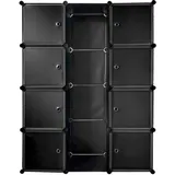 DEMA PP Regalsystem Regal mit klick-System 12 Boxen mit 8 Türen schwarz 110x37x145 cm