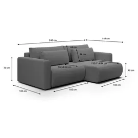 petits-meubles Eckcouch Grau 3-Sitzer