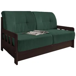 Schlafsofa Camino Holzkorpus Nussbaum/Dunkelgrün