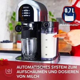 MPM MKW-14M Kolbendruckkaffeemaschine Silber/Schwarz
