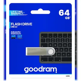 GoodRam UUN2 USB Stick, Flash-Laufwerk USB 2.0, 64 GB - Lesegeschwindigkeit bis zu 20 MB/s - Schreibgeschwindigkeit bis zu 5 MB/s - Schutzkappe - Langlebiges Material - Silber