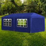 HOMIUSE Partyzelt Blau 3x6 m Pavillon Faltpavillon Grillpavillon Verkaufsstand Gartenpavillon Gartenlaube Party Zelt Groß Bierzelt Faltzelt Pavillion Klappbar Faltbar Grill Pavillions