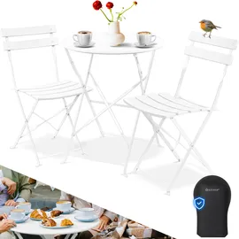 Kesser KESSER® Bistroset 3-teilig Bistrotisch mit 2 klappbaren Stühle Set Balkonset Balkonmöbel Klapp-Möbel Gartenset Sitzgarnitur Gartengarnitur Gartenmöbel Sitzgruppe Metall Bistro Gartentisch inkl. Abdeckung