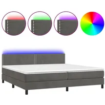 vidaXL Boxspringbett mit Matratze & LED Dunkelgrau 200x200 cm Samt