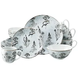 CreaTable Vintage Flowers Kombiservice 16-tlg. für 4 Personen mehrfarbig