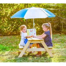 TP Toys Picknick-Tisch mit Sonnenschirm Holz Natur HxBxT: 170 x 95 x 97 cm FSC®