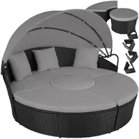 tectake® Rattan Sonneninsel, widerstandsfähig, klappbares Sonnendach, variabel aufstellbar