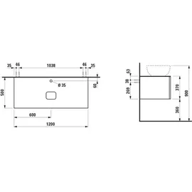 Laufen Waschtischunterschrank und Waschtischplatte ALESSI 500x1200x370 H4323150979991,