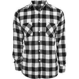 URBAN CLASSICS Flanellhemd Schwarz/Weiß L