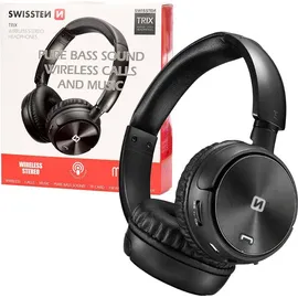 Swissten Trix Bluetooth-Kopfhörer mit FM/AUX/MicroSD - Schwarz