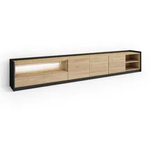 SKRAUT HOME Lowboard 310x50x37 cm Schwarz/Eiche Holzwerkstoff