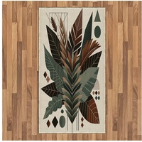 Teppich Flachgewebe Deko-Teppiche für das Wohn-,Schlaf-, und Essenszimmer, Abakuhaus, rechteckig, Monstera Boho tropische Blätter Kaffee Töne grün 80 cm x 150 cm