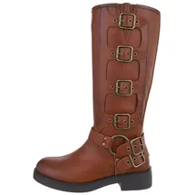 Ital-Design Bikerschuhe Damen Camel 38