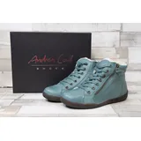 Andrea Conti Damen Schnürstiefelette türkis mit zwei Reißverschlüssen 36 - Türkis - 36