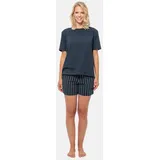 SCHIESSER Schlafanzug Organic Cotton in Blau gestreift / Dunkelblau | Gr.: 40