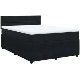 vidaXL Boxspringbett mit Matratze Schwarz 140x200 cm Samt