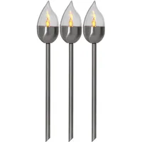 Star Trading LED Solar Fackel Olympus 3er Set silber