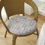 Rundes Sitzkissen 35 X 35 Cm, Grau-a, Samt-stuhlkissen Mit Reißverschluss, Waschbar Und Rutschfest, Rundes Kissen Für Gartenstühle, Esszimmer, Küche, Büro