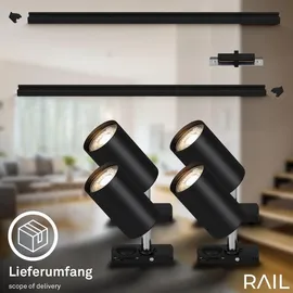 Briloner 8000045 Schienen-Basissystem 1phasig GU10 Spots schwenkbar, erweiterbar, Lichtschienensystem Decke, Strahler Schiene, Deckenlampe, Deckenleuchte, Spotlight, 1,5 m, Schwarz