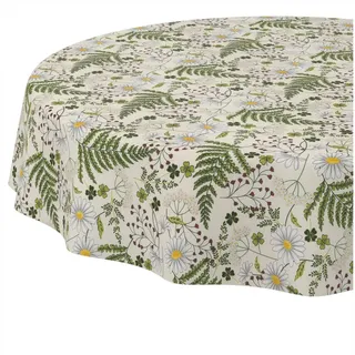 ANRO Tischdecke abwaschbar Tischtuch Baumwolle Polyester wasserabweisend (Einzelstück 1-tlg), Schmutzabweisend Garten Grün Rund 120cm grün Rund | Ø 120 cm x 120 cm x 120 cm