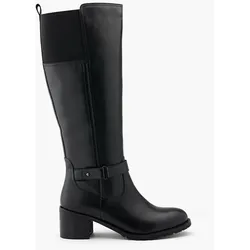 Leder Weitschaftstiefel - Damen - schwarz