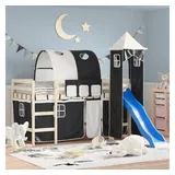 vidaXL Vorhänge für Hochbett mit Tunnel Und Turm Weiß Und Schwarz