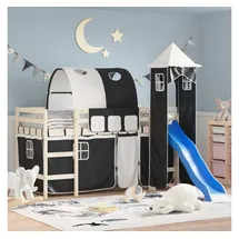 vidaXL Vorhänge für Hochbett mit Tunnel Und Turm Weiß Und Schwarz