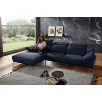 W.SCHILLIG Ecksofa levi, Designsofa, elegant und zeitlos, bequem, L-Form, inklusive Kopfstützenverstellung & Seitenteilverstellung, Breite 309cm blau