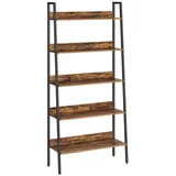 VASAGLE Standregal, Bücherregal, Leiterregal, 140/170 cm, Industrie-Design braun|schwarz 80 cm x 170 cm x 30 cm