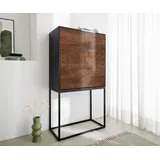 DeLife Highboard Vaag 80x150 cm Sheesham Natur Mango Schwarz Metall Schwarz 2 Türen, Highboards