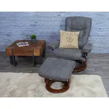 Robas Lund MCA Relaxsessel Hamilton, Fernsehsessel Hocker, Stoff/Textil 130kg belastbar ~ dunkelgrau, walnussfarben