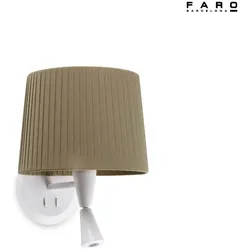 Faro Wandleuchte SAMBA E27, IP20, mit Leser, weiß matt, grün FAR-64308-37