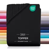 Carpe Sonno Spannbettlaken Topper Spannbetttuch Jersey 140x200 160x200 180x200 200x200 Baumwolle, Jersey, Gummizug: rundum, (1 Stück), Topper Spannbettlaken 200x200 für Matratzen bis 10cm Höhe schwarz 200 cm x 200 cm