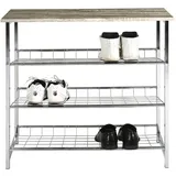 Haku-Möbel Guillaume 86 x 81 x 28 cm Eiche trüffel / verchromt