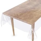 ANRO Tischdecke Transparent abwaschbar Durchsichtig Folie mit Saum in ohne Einfassung Glasklar Tischfolie Tischschutz PVC Schutzdecke wasserabweisend 240x140cm 0,5mm