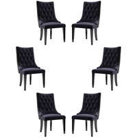 Casa Padrino Luxus Barock Esszimmer Stuhl Set Lila / Schwarz / Gold 54 x 55 x H. 110 cm - Edle Küchen Stühle mit Samtstoff - Barock Stühle 6er Set - Esszimmer Möbel