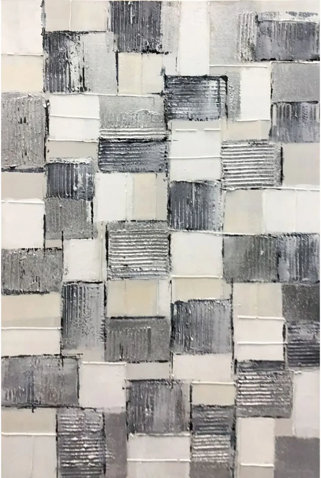 La Casa »modern weiss grau schwarz« Ölbild handbemalt 80x120 cm auf Leinwand