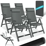 Kesser KESSER® Gartenstuhl Hochlehner mit Armlehnen Aluminium Klappstuhl inkl. Kopfkissen Campingstuhl 7-Fach Verstellbar Rückenlehne Atmungsaktiv & Wetterfest Klappbar & Anti-Rutsch