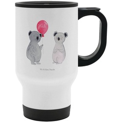 Mr. & Mrs. Panda Thermobecher Koala Luftballon – Weiß – Geschenk, Kaffeetasse zum Mitnehmen, Geburt, Edelstahl weiß