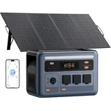 PowerMax 1800SE Tragbare Powerstation mit 400W Solarpanel, 3x230V AC Outputs 1800W, 1024Wh LiFePO4 Batterie, 0-80% in 45 Mins, 11 Anschlüsse, Solargenerator für Notfälle, Outdoors, Camping