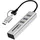Logilink USB 3.0 Hub mit Kartenleser, 3 Ports, 2-in-1 Kabel, silber