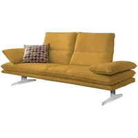 2-Sitzer W.SCHILLIG "broadway, Designsofa mit tollem Sitzkomfort", gelb (kurkuma z69), B:216cm H:94cm T:96cm, Longlife Xtra-Leder Z69: Das feinnarbige, gedeckte Softleder Z69 besticht durch seine außergewöhnliche Weichheit im trendigen u00bbVintage-Looku00ab, Hautstärke 0, 9 - 1, 1 mm, Sofas, Sitztiefenverstellung, Kopfteil- & Seitenteilverstellung, Breite 216cm