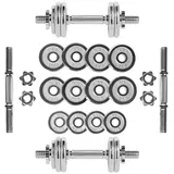 HMS Kurzhantel Hantelset 15 kg Chrom grau