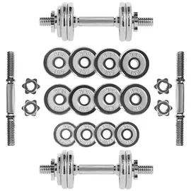 HMS Kurzhantel Hantelset 15 kg Chrom grau