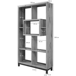 Massivmoebel24 Raumteiler 100 x 34 x 200 cm Beige