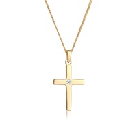 Elli DIAMORE Halskette Damen mit Anhänger Kreuz Diamant Konfirmation Kommunion 585 Gelbgold