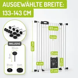 Bomi Tierschutzgitter mit Katzenklappe Extrahoch 107 cm - Merle 73-143 cm in weiß für Hunde | Katzen XXXL