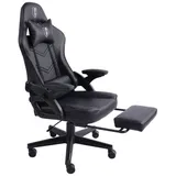 Trisens Gaming Stuhl im modernen Racing-Design mit ausziehbarer Fußstütze Gaming Chair mit verstellbaren Design Armlehnen ergonomischer Schreibtischstuhl mit extra Stützkissen