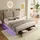XDOVET Polsterbett,hydraulisches Bett, 2-in-1 Stauraumschubladen am Bettende, eingelassene LED-Lichtleisten an beiden Bettseiten, Lattenrost, ohne Matratze - Beige