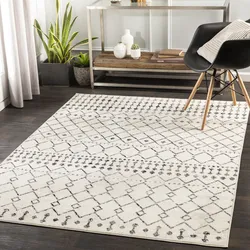 Teppich LIVABLISS "HEZE", weiß, B:200cm H:11mm L:275cm, Kunstfaser, Teppiche, Berber, Ethnisch Boho Kurzflor Wohnzimmerteppich, Schlafzimmer